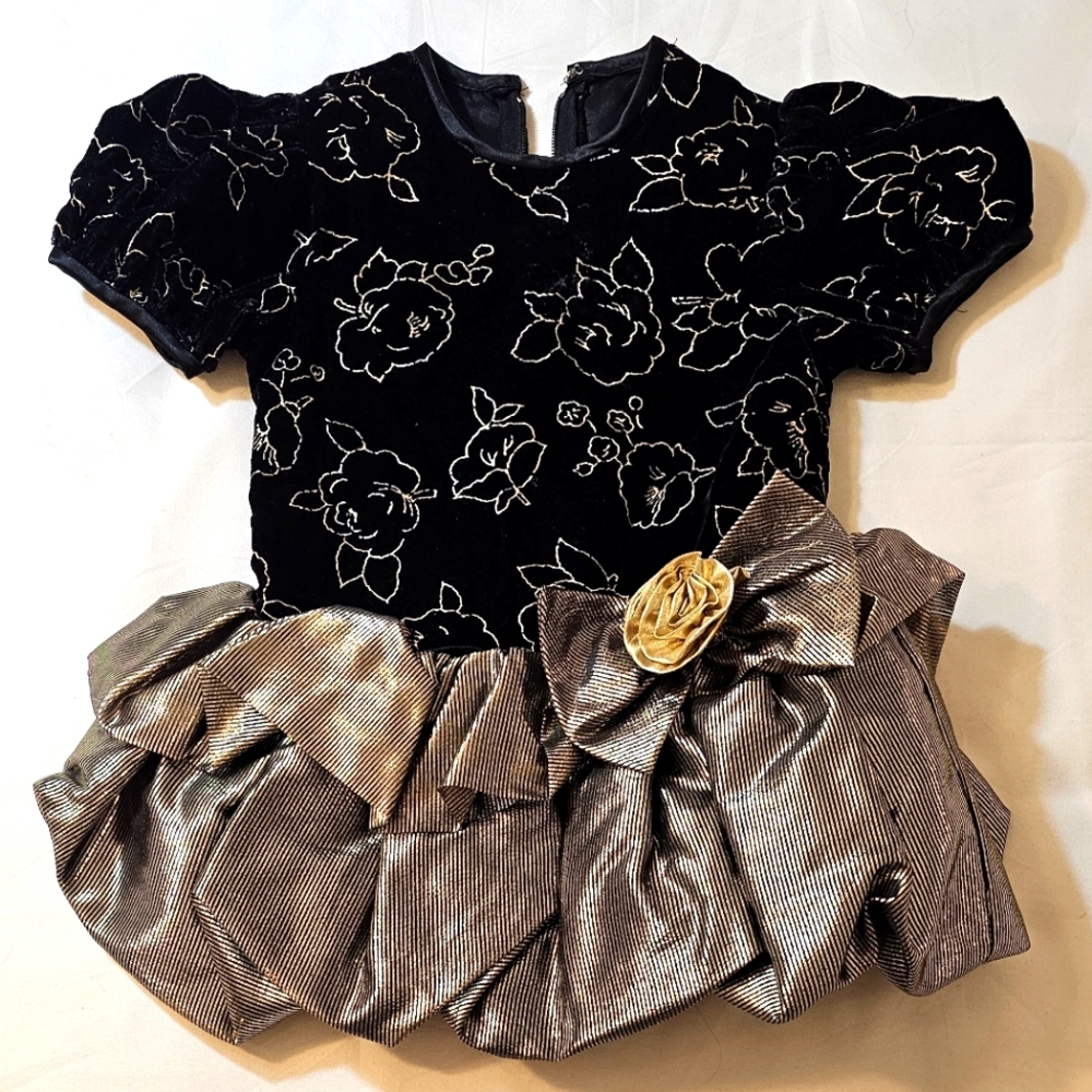 Blacks and gold toddler girl dress (2T)